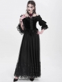 Black Gothic Elegant Lace Applique Mesh Maxi Skirt