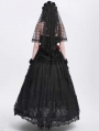 Black Gothic Elegant Lace Applique Mesh Maxi Skirt