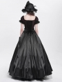 Black Gothic Off-the-Shoulder Beaded Lace Applique Long Party Ball Gown