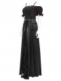 Black Gothic Off-the-Shoulder Beaded Lace Applique Long Party Ball Gown