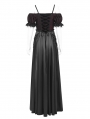 Black Gothic Off-the-Shoulder Beaded Lace Applique Long Party Ball Gown