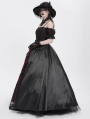 Black and Red Gothic Off-the-Shoulder Beaded Lace Applique Long Party Ball Gown