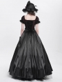 Black and Red Gothic Off-the-Shoulder Beaded Lace Applique Long Party Ball Gown