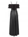 Black and Red Gothic Off-the-Shoulder Beaded Lace Applique Long Party Ball Gown