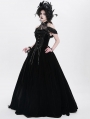 Black Gothic Vintage Lace Spliced Velvet Halter Long Party Dress