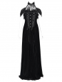 Black Gothic Vintage Lace Spliced Velvet Halter Long Party Dress