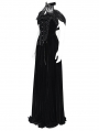 Black Gothic Vintage Lace Spliced Velvet Halter Long Party Dress