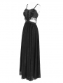 Black Gothic Sexy Hollow Out Beaded Tassel Maxi Party Dress