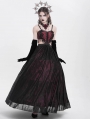 Red and Black Gothic Sexy Hollow Out Beaded Tassel Maxi Party Dress