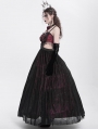 Red and Black Gothic Sexy Hollow Out Beaded Tassel Maxi Party Dress