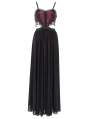 Red and Black Gothic Sexy Hollow Out Beaded Tassel Maxi Party Dress