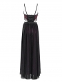 Red and Black Gothic Sexy Hollow Out Beaded Tassel Maxi Party Dress