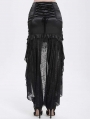 Black Gothic Sexy Lace Applique Tassel High-Low Skirt