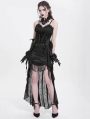 Black Gothic Sexy Lace Applique Tassel High-Low Skirt