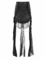 Black Gothic Sexy Lace Applique Tassel High-Low Skirt