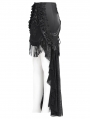 Black Gothic Sexy Lace Applique Tassel High-Low Skirt