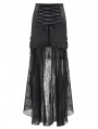 Black Gothic Sexy Lace Applique Tassel High-Low Skirt