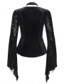 Black Gothic Cutout Floral Print Bell Sleeve Top for Women