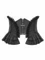 Black Gothic Retro Ruffled Front Zip Underbust Waistband for Women