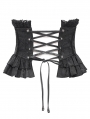 Black Gothic Retro Ruffled Front Zip Underbust Waistband for Women