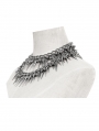 Silver Gothic Punk Spiked Rivet Double Layered Necklace