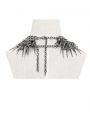 Silver Gothic Punk Spiked Rivet Double Layered Necklace