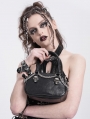 Black Gothic Punk Skull Chain Spiked Faux Leather Handbag