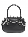 Black Gothic Punk Skull Chain Spiked Faux Leather Handbag