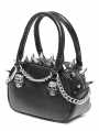 Black Gothic Punk Skull Chain Spiked Faux Leather Handbag