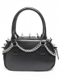 Black Gothic Punk Skull Chain Spiked Faux Leather Handbag