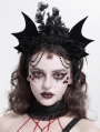 Black Gothic Bat Wing Rose Feather Beaded Headdress