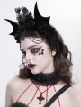 Black Gothic Bat Wing Rose Feather Beaded Headdress