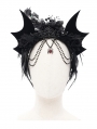 Black Gothic Bat Wing Rose Feather Beaded Headdress