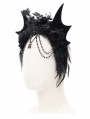 Black Gothic Bat Wing Rose Feather Beaded Headdress