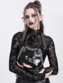 Black Gothic Punk Skull Studded Top Handle Faux Leather Bag