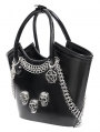 Black Gothic Punk Skull Studded Top Handle Faux Leather Bag