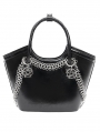 Black Gothic Punk Skull Studded Top Handle Faux Leather Bag