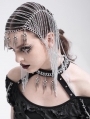 Silver Gothic Punk Skull Spiked Pendant Layered Chain Headwear