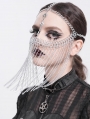 Gothic Punk Silver Cross Skull Face Chain Tassel Headdress