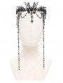 Black Gothic Bead Chain Tassel Crown Headdress