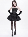 Black Gothic Lace Applique Ruffle Overbust Corset Top for Women