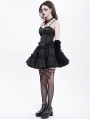 Black Gothic Lace Applique Ruffle Overbust Corset Top for Women