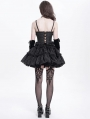 Black Gothic Lace Applique Ruffle Overbust Corset Top for Women