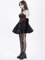 Red Gothic Lace Applique Ruffle Overbust Corset Top for Women