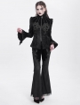 Black Gothic Velvet Retro Pattern Lace Applique Fitted Jacket for Women