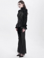 Black Gothic Velvet Retro Pattern Lace Applique Fitted Jacket for Women