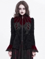 Red Gothic Retro Embroidered Lace Applique Fitted Jacket for Women