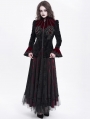 Red Gothic Retro Embroidered Lace Applique Fitted Jacket for Women