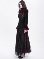 Red Gothic Retro Embroidered Lace Applique Fitted Jacket for Women