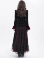 Red Gothic Retro Embroidered Lace Applique Fitted Jacket for Women